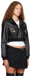 Moschino Black Heart Buttons Leather Jacket