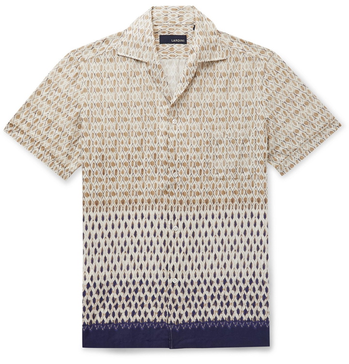 Photo: Lardini - Camp-Collar Printed Cotton Shirt - Neutrals