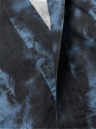 Desmond & Dempsey - Belted Tie-Dyed Linen Robe - Blue