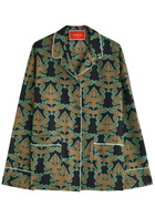 LA Double J Pajama Printed Silk-satin Shirt Multicoloured