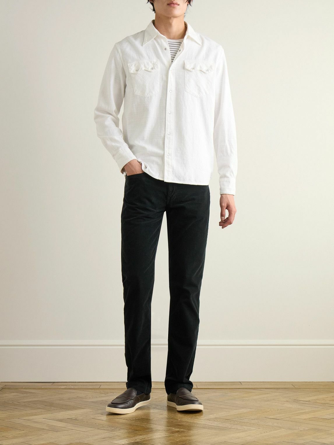 Massimo Alba - Alunga Slim-Fit Cotton-Corduroy Trousers - Black Massimo ...