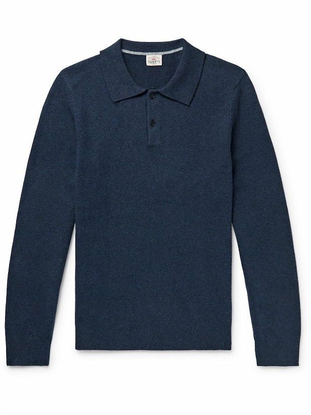 Photo: Faherty - Jackson Cotton-Blend Polo Sweater - Blue