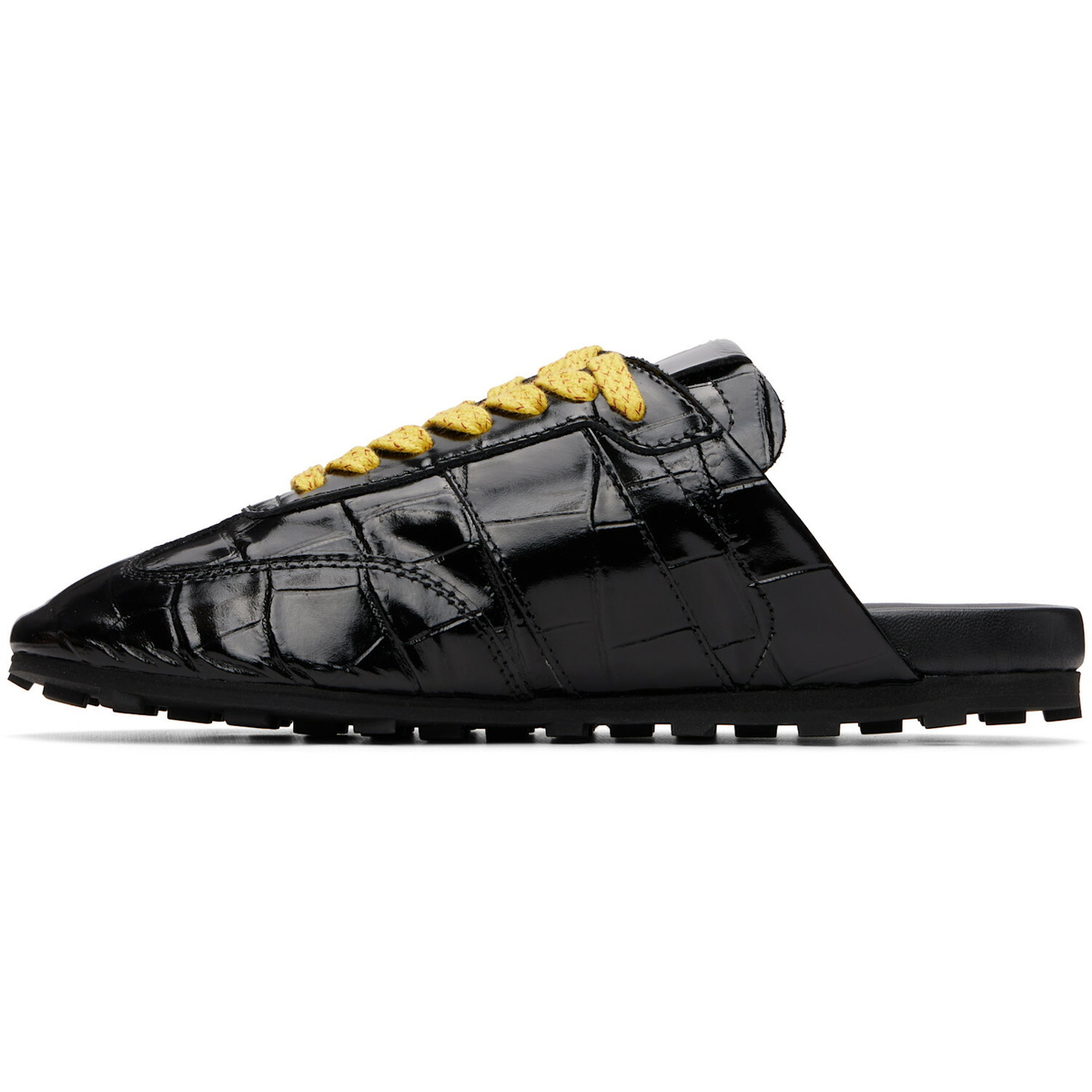 Marni Black Croc-Effect Leather Softy Soccer Slip-On Sneakers