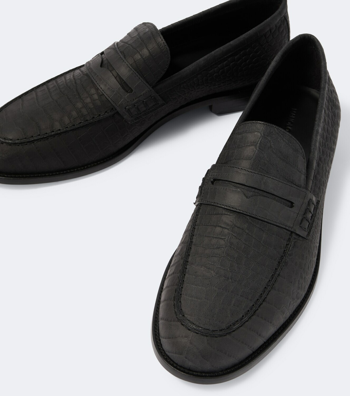 Manolo Blahnik Croc-effect leather penny loafers