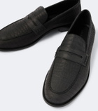 Manolo Blahnik Croc-effect leather penny loafers