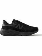 New Balance - 990 V6 Leather-Trimmed Suede and Mesh Sneakers - Black