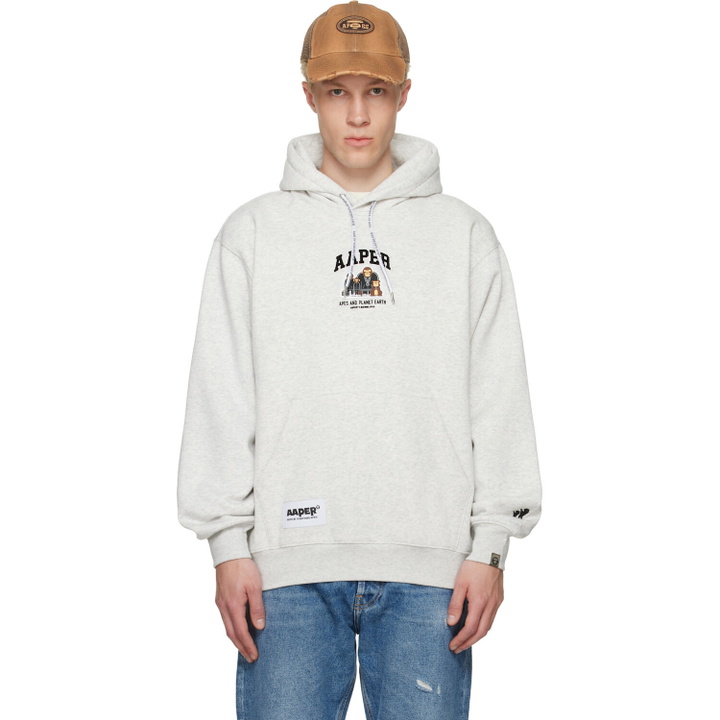 Photo: AAPE by A Bathing Ape Gray 'AAPER' Hoodie