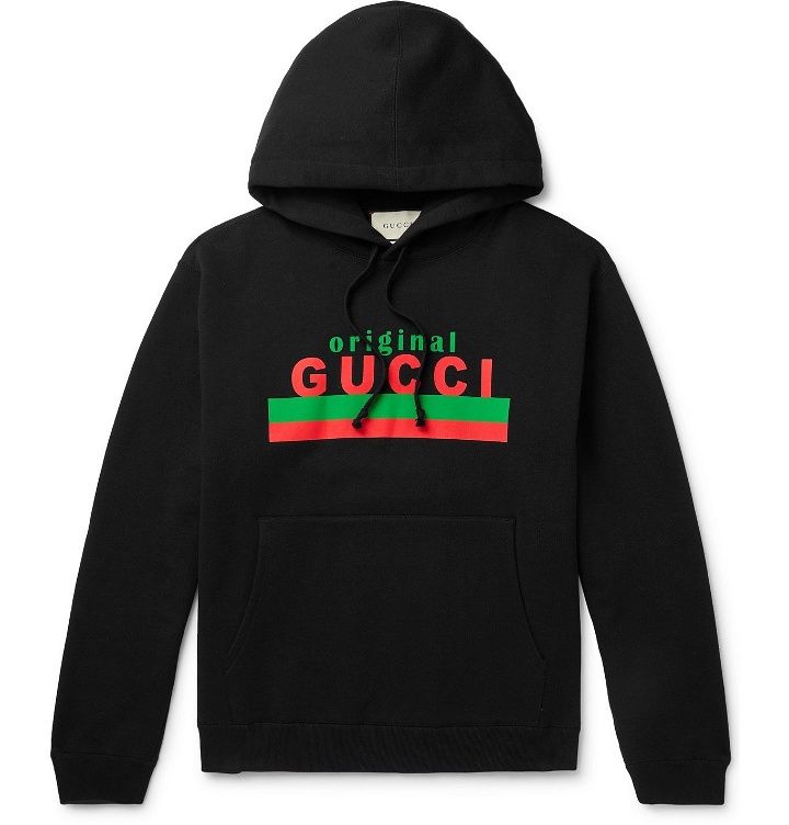 Photo: Gucci - Logo-Print Loopback Cotton-Jersey Hoodie - Black