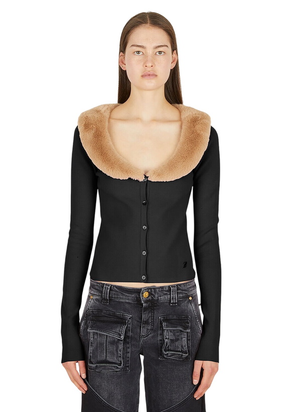 Photo: Blumarine Faux Fur Trim Cardigan