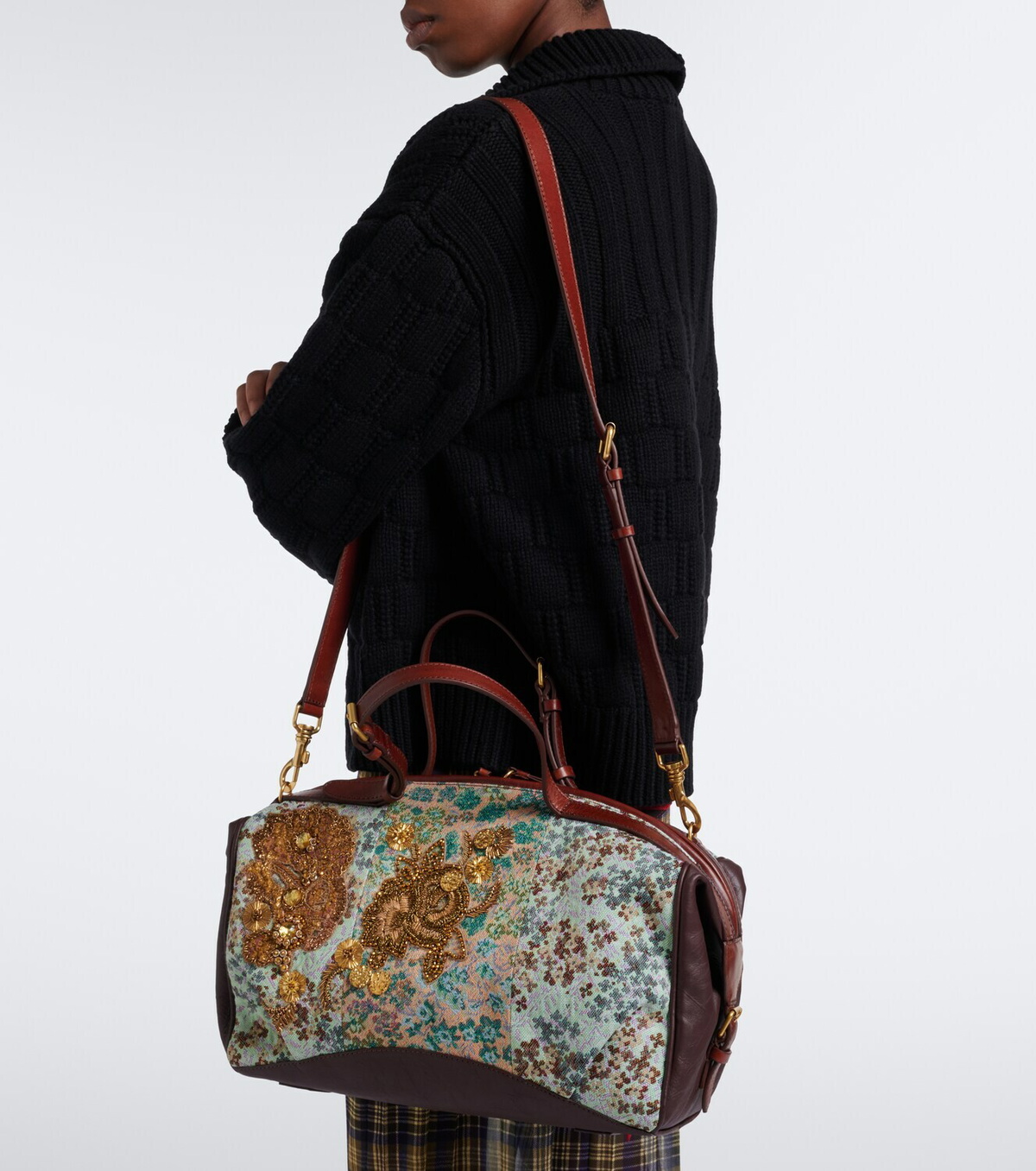 Dries Van Noten Embellished bowling bag
