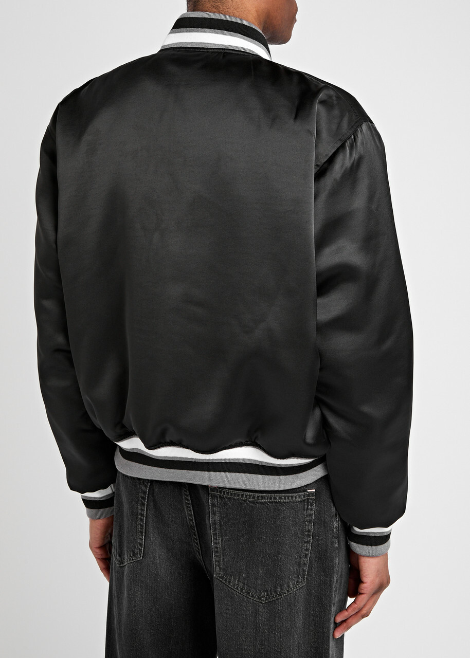 Warren Lotas Serenity Reaper Embroidered Satin Bomber Jacket Black