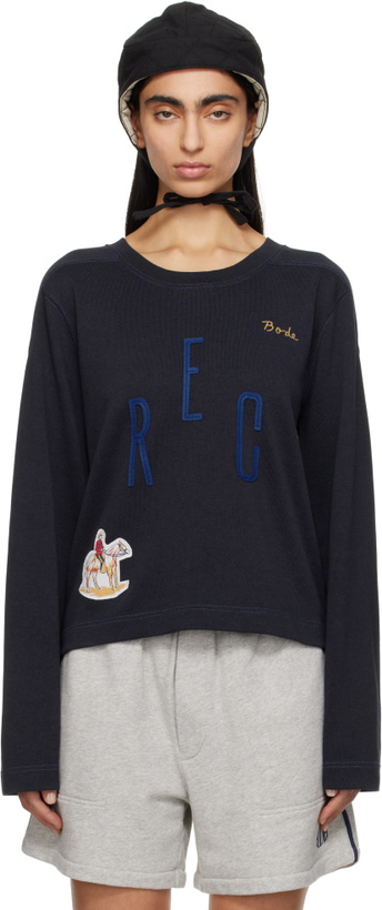 Photo: Bode Navy 'Rec' Pullover Sweatshirt