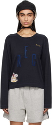 Bode Navy 'Rec' Pullover Sweatshirt