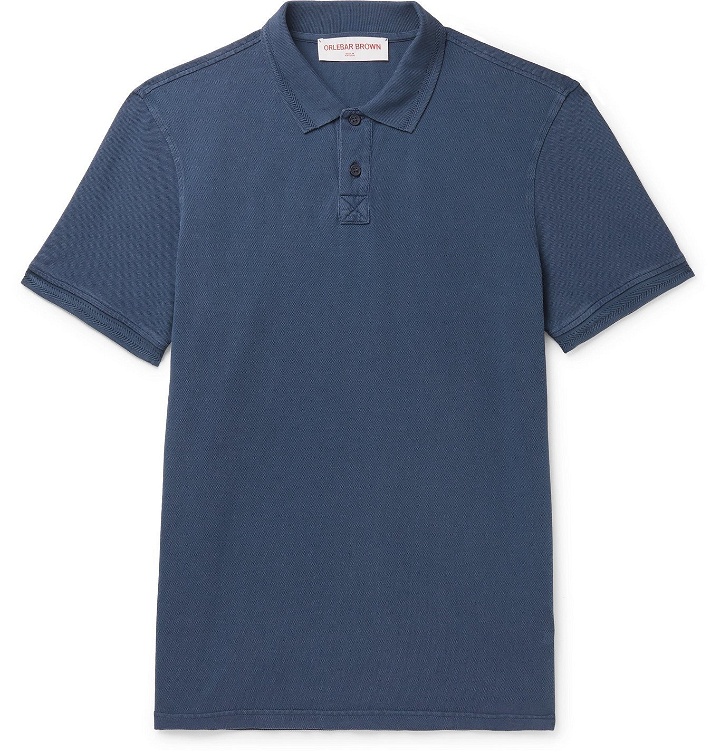 Photo: Orlebar Brown - Jarrett Washed Cotton-Piqué Polo Shirt - Blue