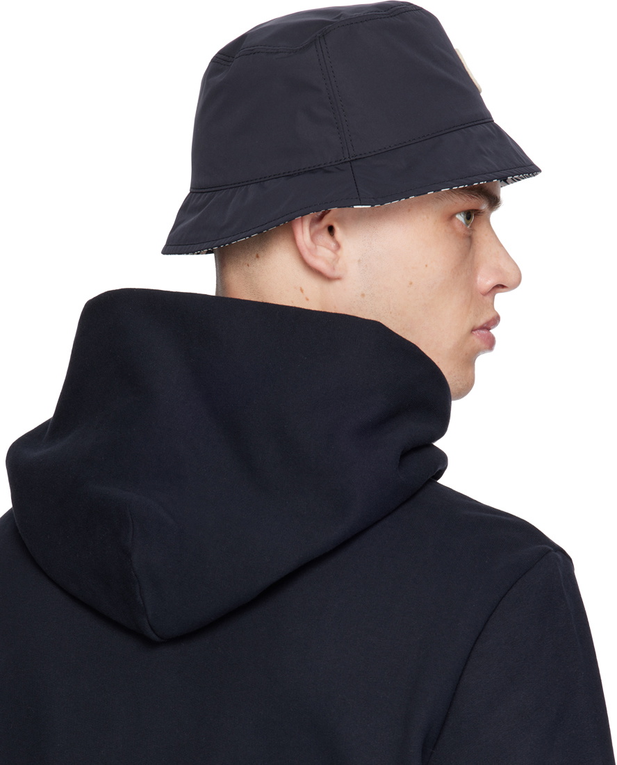 MONCLER リバーシブル HAT M size Moncler - Beige Floral Print & Black Reversible Bucket Hat