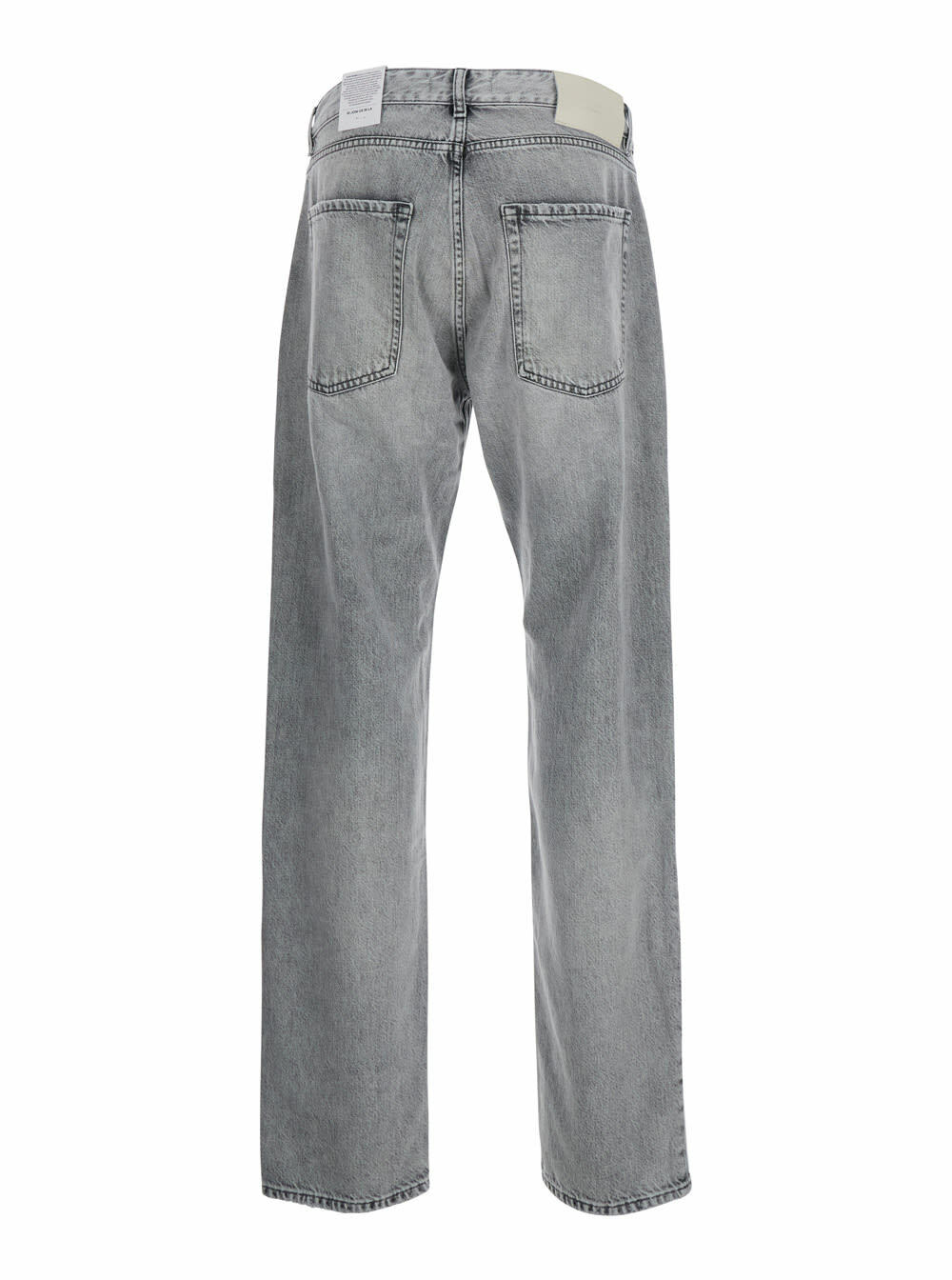 Icon Denim Grey Pants With Belt Loops And Rear Logo Patch In Denim Man