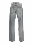 Icon Denim Grey Pants With Belt Loops And Rear Logo Patch In Denim Man