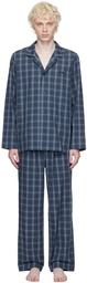 BOSS Blue Checked Pyjama Set