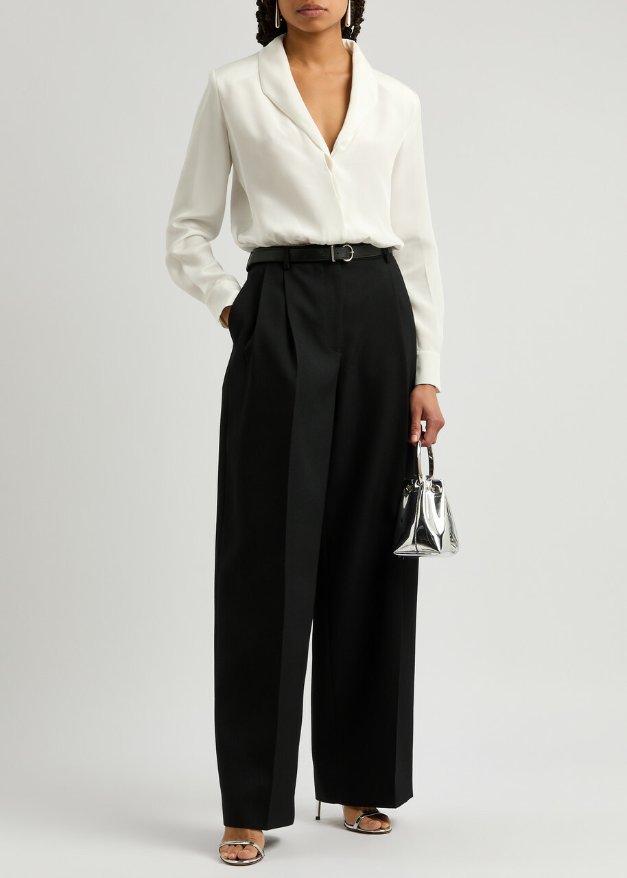 Roland Mouret Silk Shirt Bodysuit White