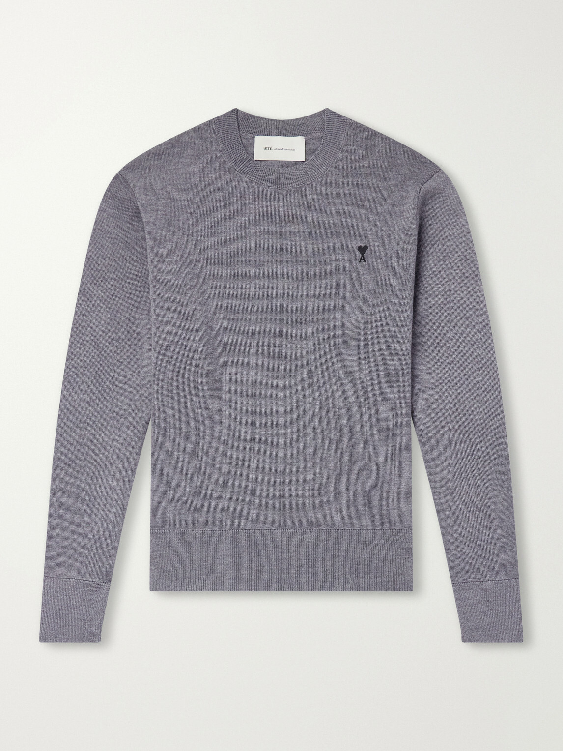 AMI PARIS - ADC Logo-Embroidered Merino Wool Sweater - Gray