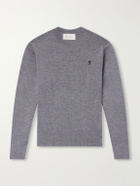 AMI PARIS - ADC Logo-Embroidered Merino Wool Sweater - Gray