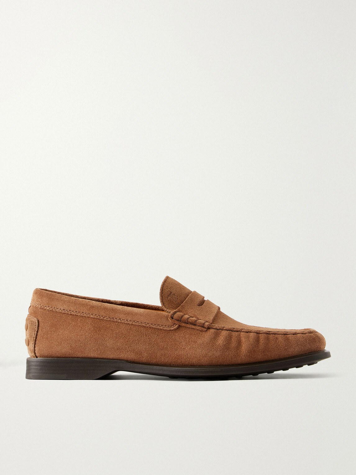 Tod's - Gathered Suede Penny Loafers - Brown