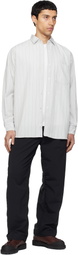 nanamica Gray Regular Collar Stripe Wind Shirt