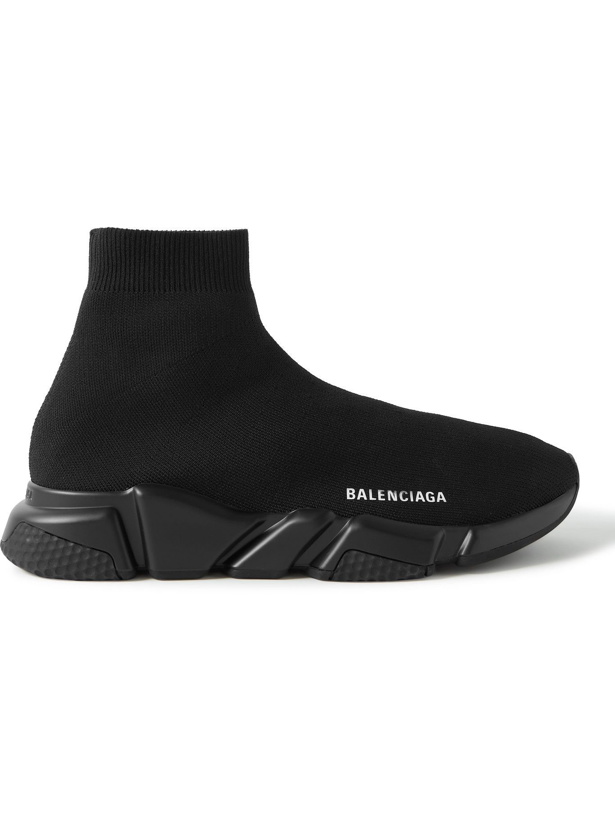 Photo: Balenciaga - Speed Stretch-Knit Slip-On Sneakers - Black