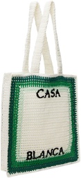 Casablanca White & Green Crochet Tote