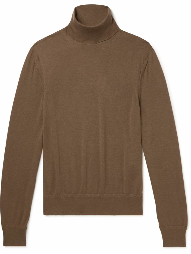 Photo: TOM FORD - Cashmere and Silk-Blend Rollneck Sweater - Brown