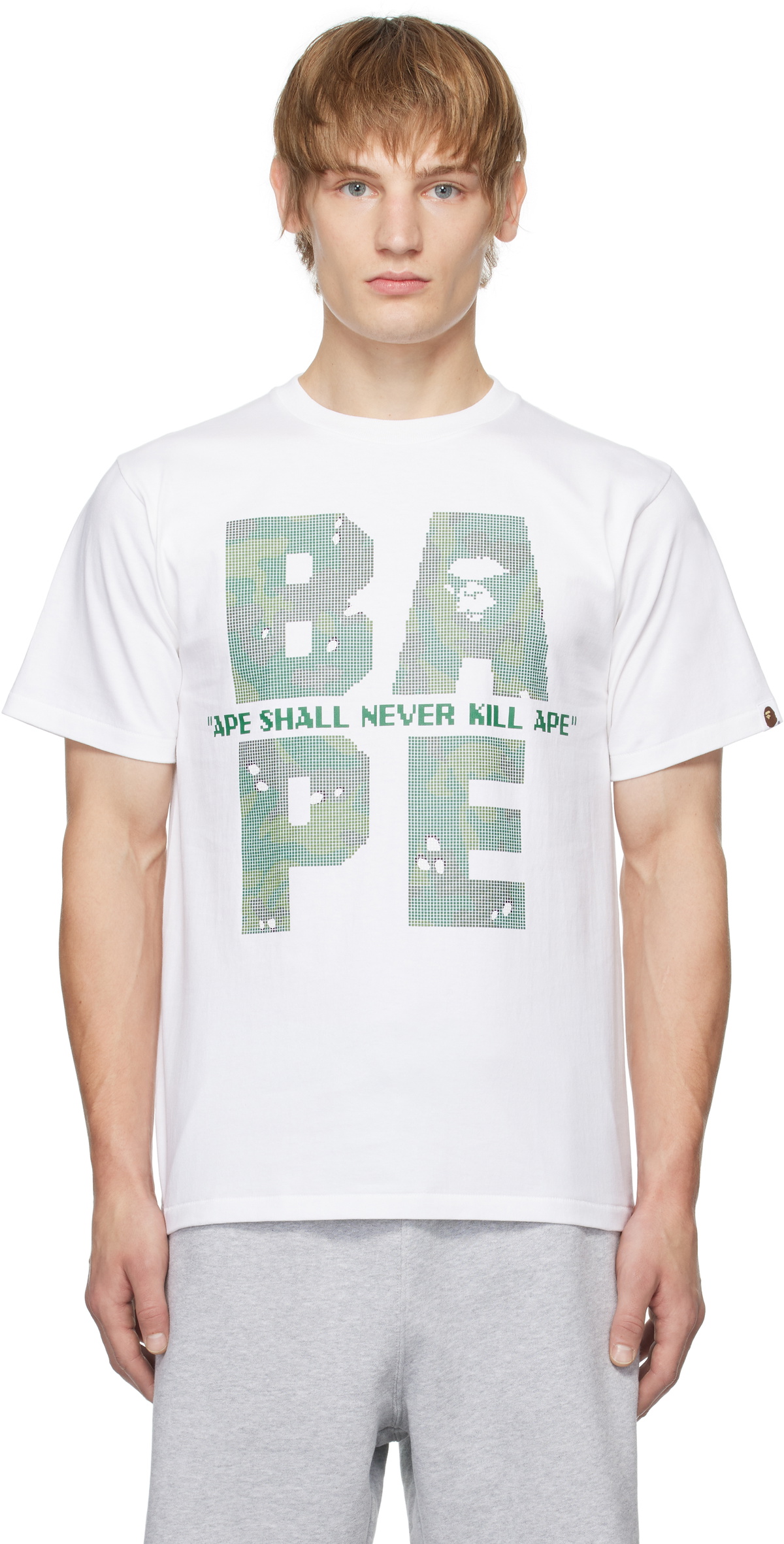 BAPE White Bitmap Logo T-shirt A Bathing Ape