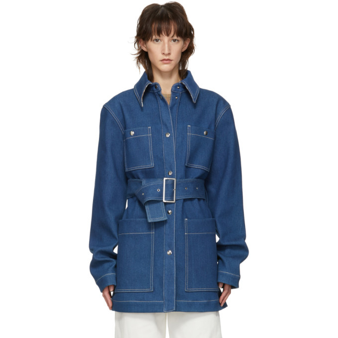 Acne Studios Blue Bla Konst Denim Belt Coat Acne Studios
