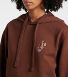 JW Anderson Printed embroidered cotton jersey hoodie