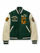 Golden Bear - The Albany Ben Appliquéd Wool-Blend and Leather Bomber Jacket - Green
