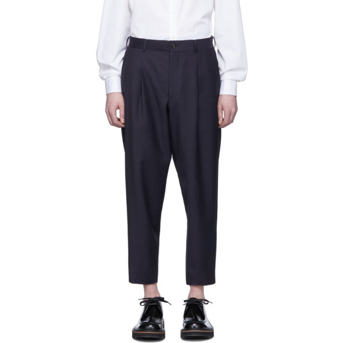 Photo: Comme des Garcons Homme Deux Navy Micro Check Trousers