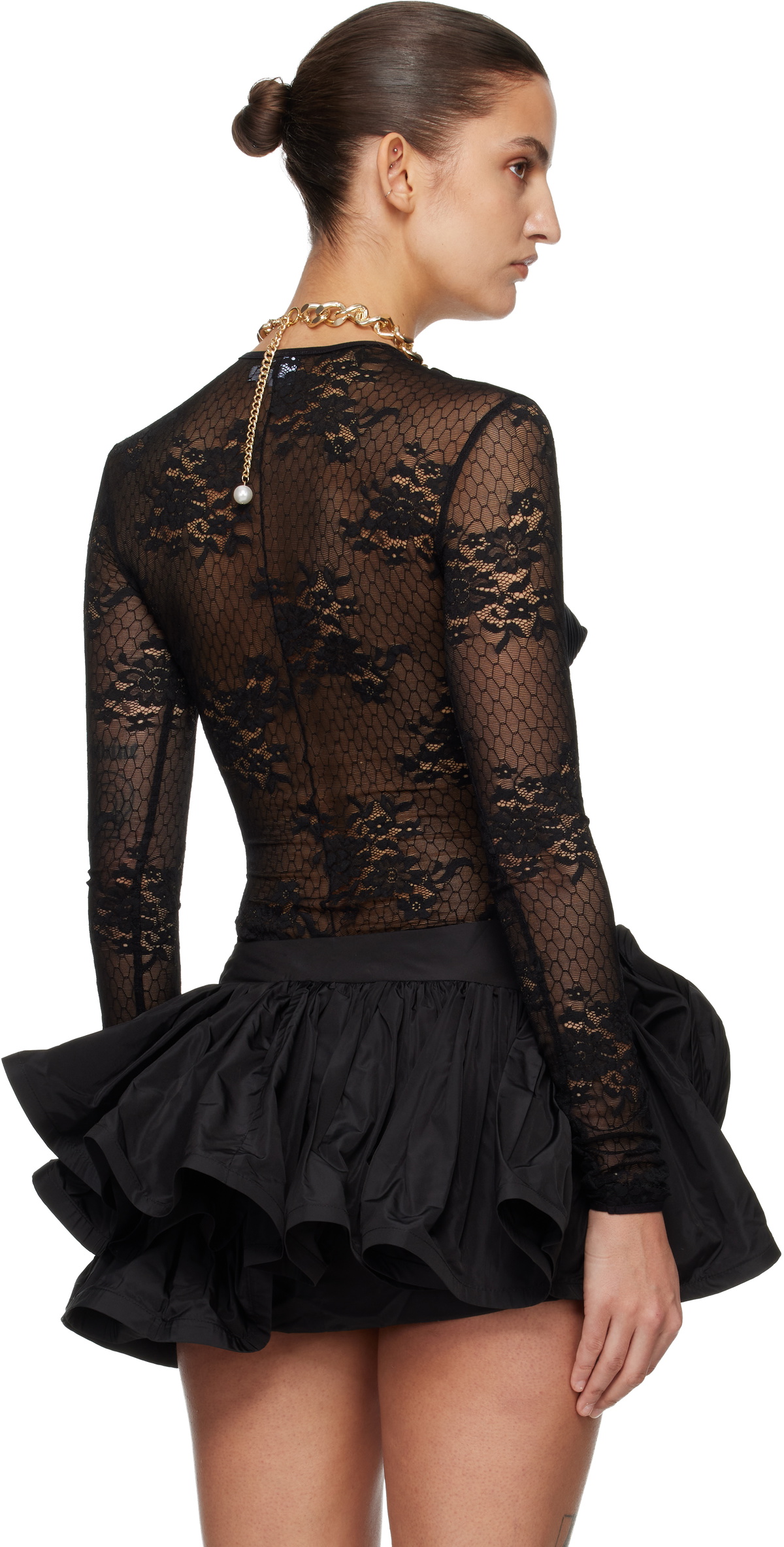 VAQUERA Black Lace Bullet Bra Bodysuit