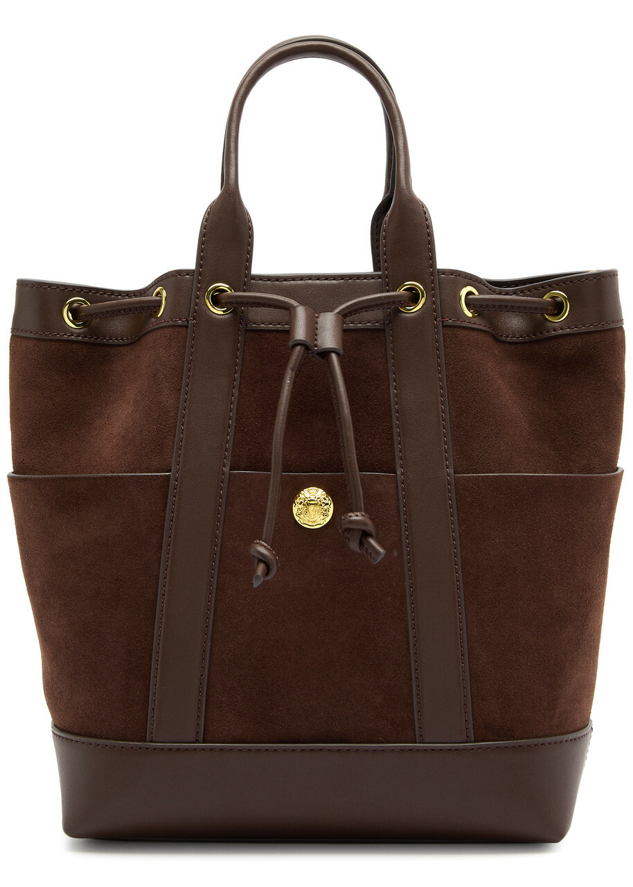 Veronica Beard Goody Panelled Suede Bucket bag - Dark Brown - One Size