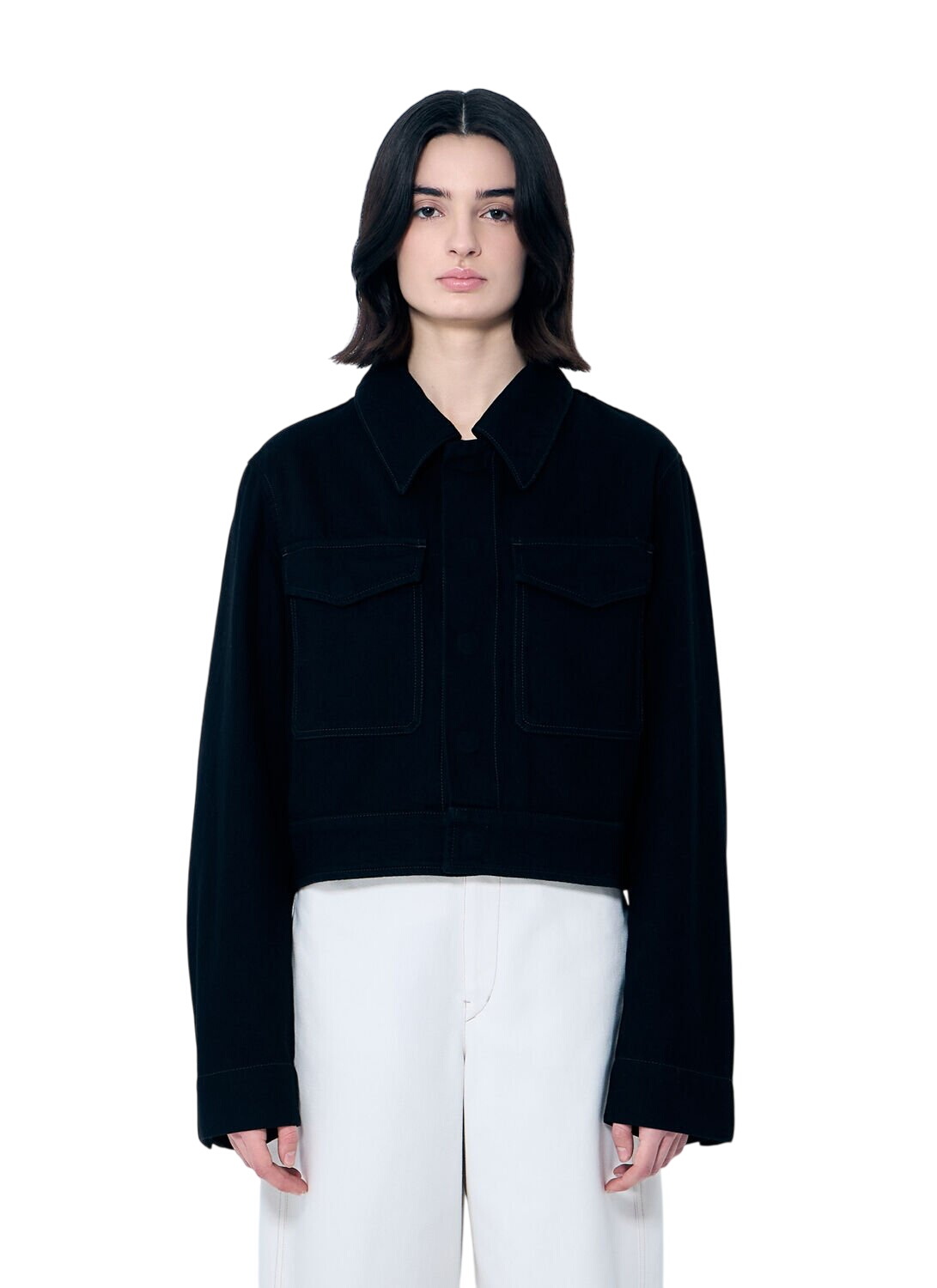 LEMAIRE Black Crombie Coat Lemaire
