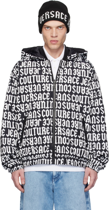 Photo: Versace Jeans Couture Black & White Rev Monogram Reversible Down Jacket