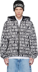 Versace Jeans Couture Black & White Rev Monogram Reversible Down Jacket