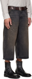 OUR LEGACY Black Capri Cut Denim Shorts