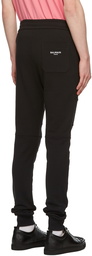 Balmain Black Flocked Logo Lounge Pants