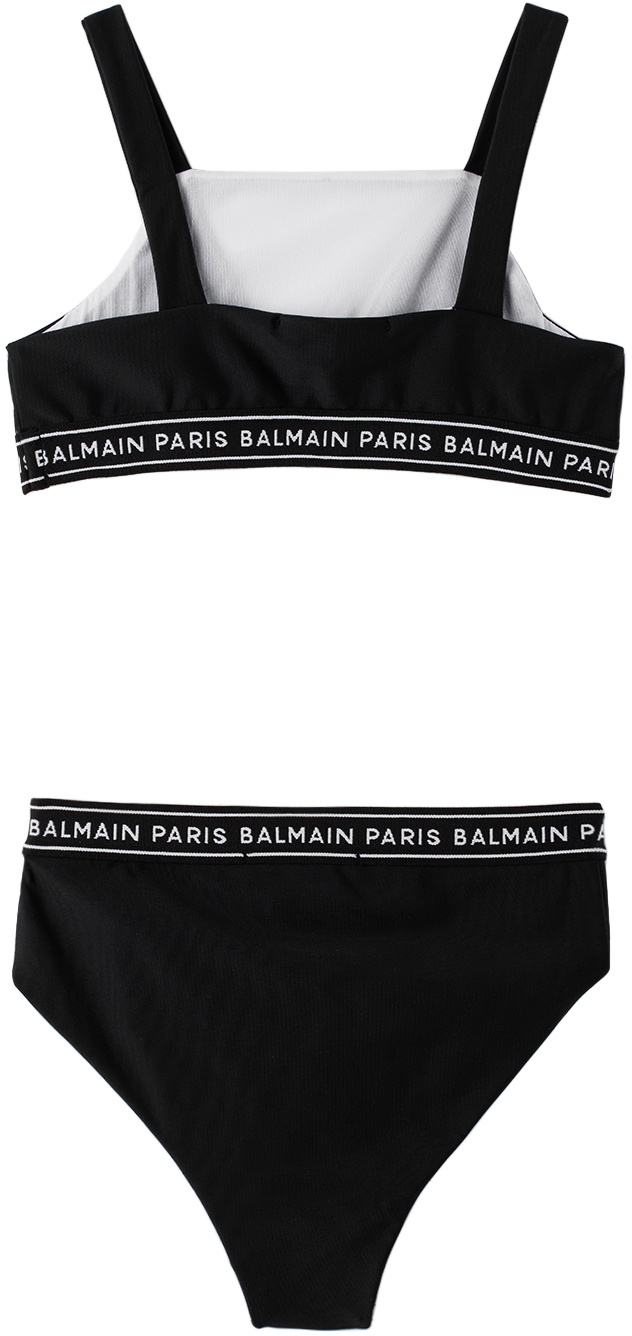Balmain Kids Black Paneled Bikini