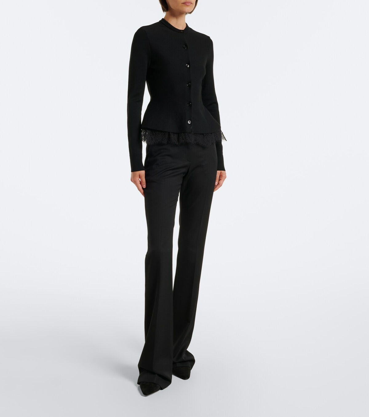 McQueen Lace-trimmed peplum cardigan