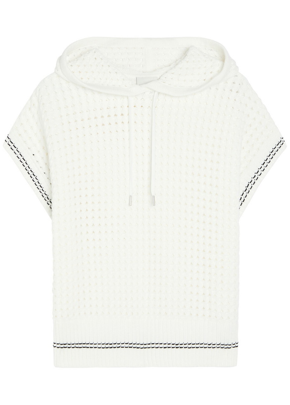 Photo: Varley Vittoria Hooded Open-knit Cotton Jumper White