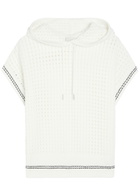 Varley Vittoria Hooded Open-knit Cotton Jumper White