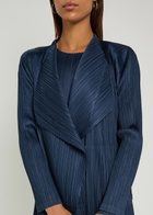 Pleats Please Issey Miyake Pleated Woven Coat Navy