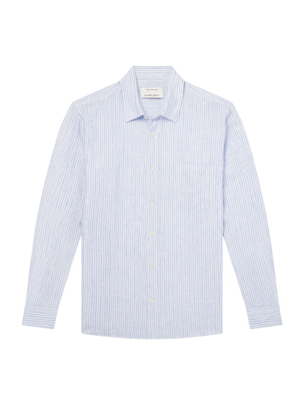 Photo: Frescobol Carioca - Striped Linen Shirt - Blue