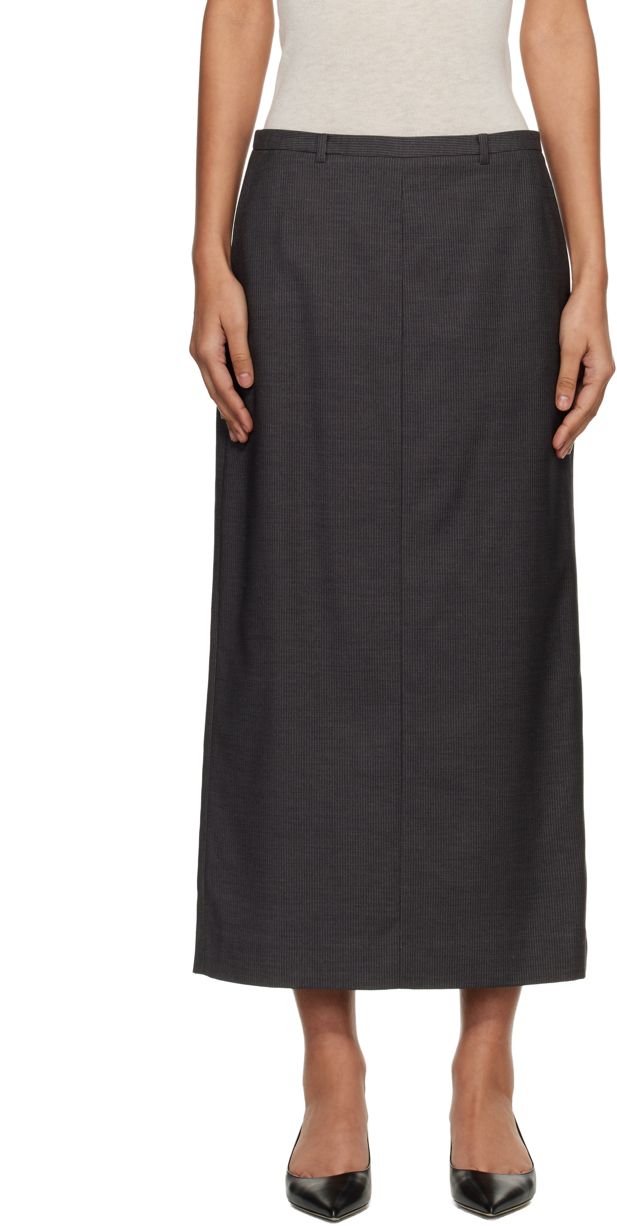 Dunst Gray H-Line Striped Maxi Skirt