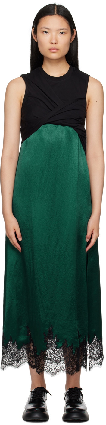 3.1 Phillip Lim Black & Green Twisted Midi Dress 3.1 Phillip Lim